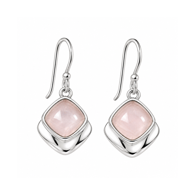 Nova Rozenkwarts oorbellen - 925 zilver