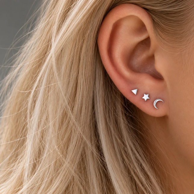 Mini triangle oorknopjes - 925 zilver