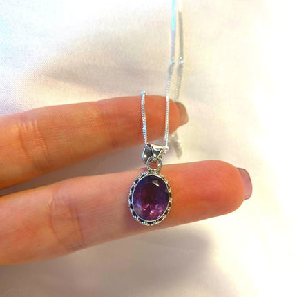 Amethist ketting - 925 zilver