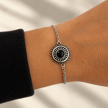 mandala armband met black onyx edelsteen