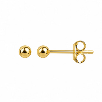 ronde ball oorknopjes 3mm, basic oorbellen van echt zilver met goldplating