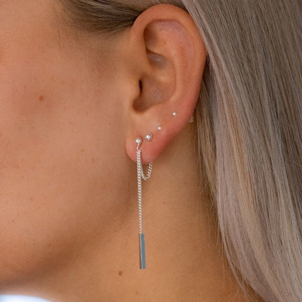 Bar Chain Studs - 925 zilver