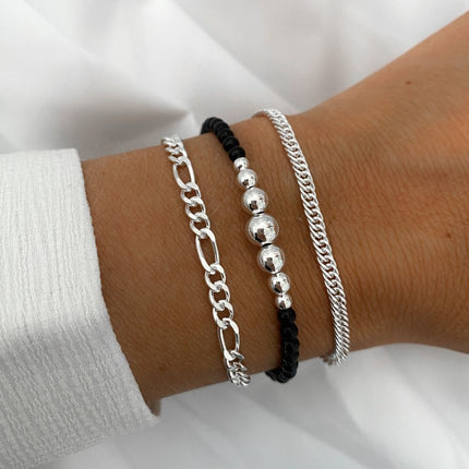 Black onyx armband Rosa - 925 zilver
