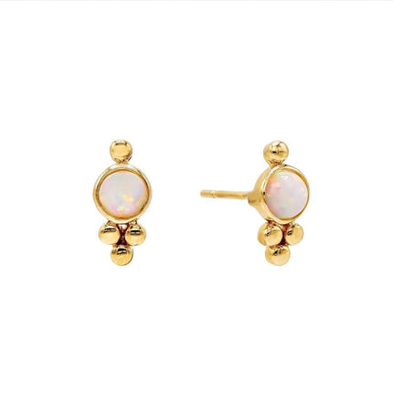 Bohemian Sparkle Opaal oorknopjes - goldplated