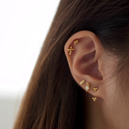Bohemian Sparkle Opaal oorknopjes - goldplated