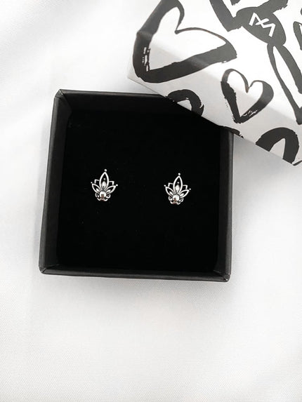 Boho oorknopjes Lotus - 925 zilver