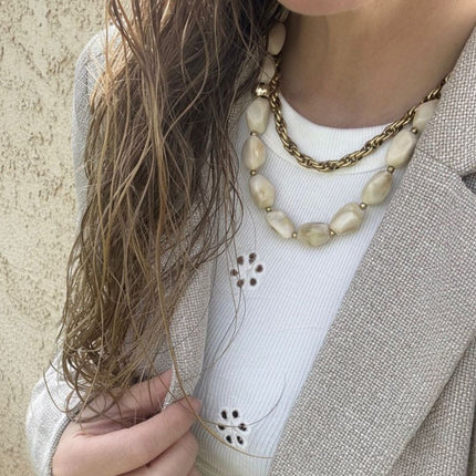 Bold Beads Necklace - Ivory White