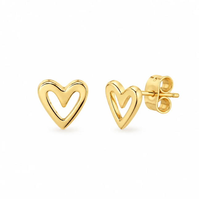Hartjes oorknopjes - goldplated