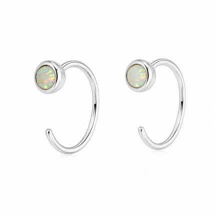 Hugging oorringetjes opal - zilver