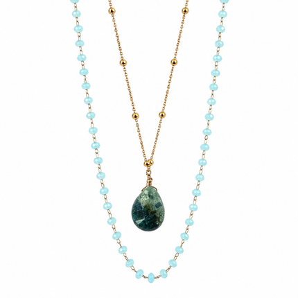 Ketting layered   gemstone goud