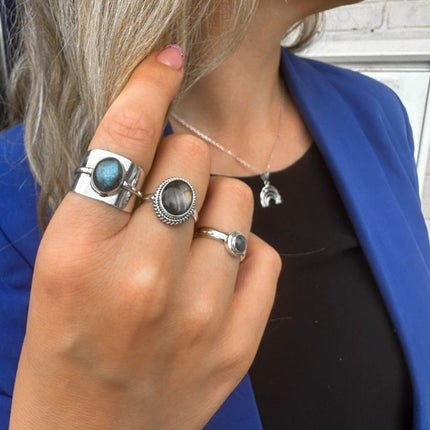 Labradoriet ring Elysia - 925 zilver