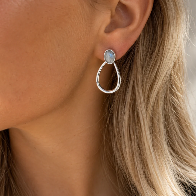 Labradorite Drop oorbellen - 925 zilver
