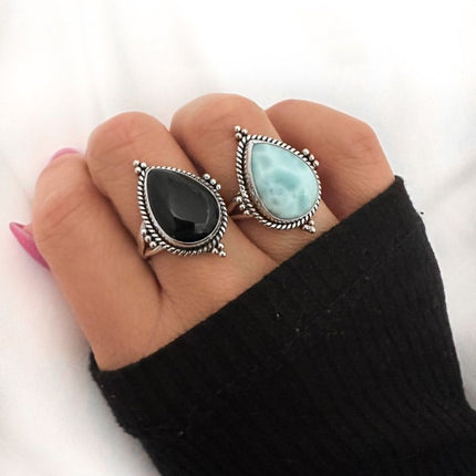 Larimar Drop ring - 925 zilver