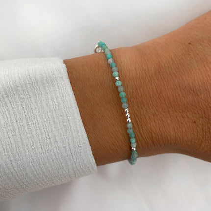 My Unique Style Amazoniet kralen armband - 925 zilver