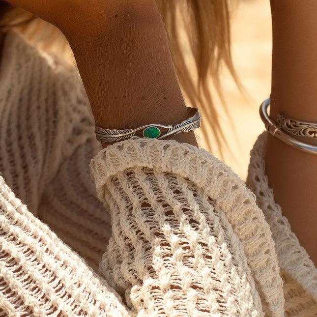 My Unique Style Armband Feather Turquoise - 925 zilver