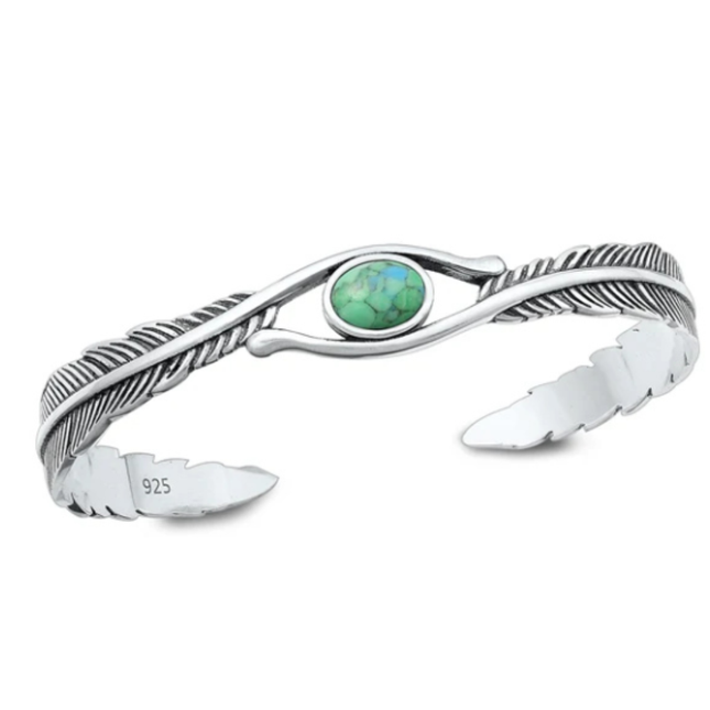 My Unique Style Armband Feather Turquoise - 925 zilver