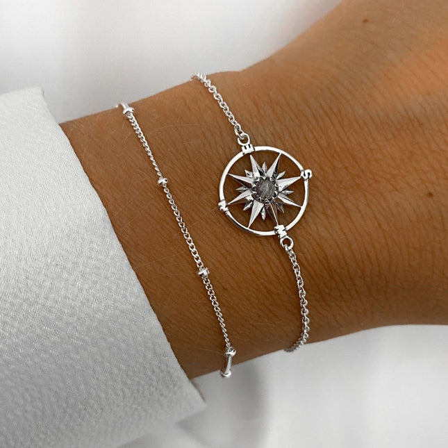 My Unique Style Armband Kompas maansteen - 925 zilver