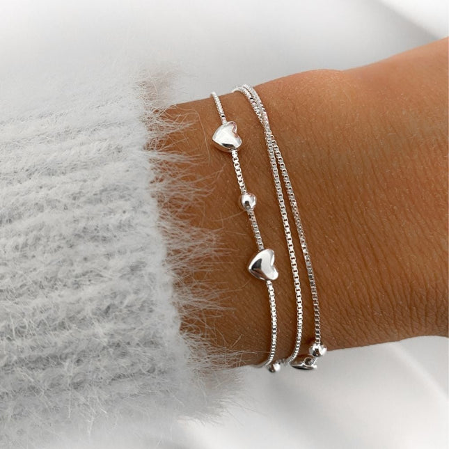 My Unique Style Armband Silver hearts - 925 zilver