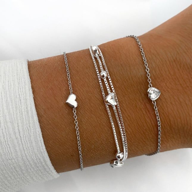 My Unique Style Armband Silver hearts - 925 zilver