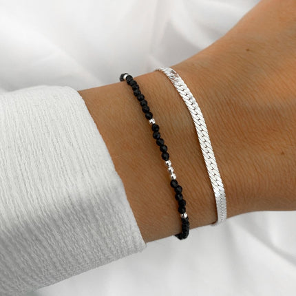 My Unique Style Black Onyx kralen armband - 925 zilver