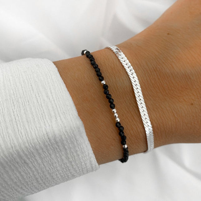 My Unique Style Black Onyx kralen armband - 925 zilver