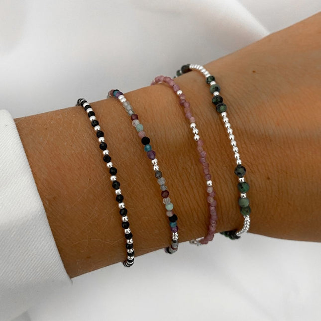 My Unique Style Black spinel edelsteen armband Sophie - 925 zilver