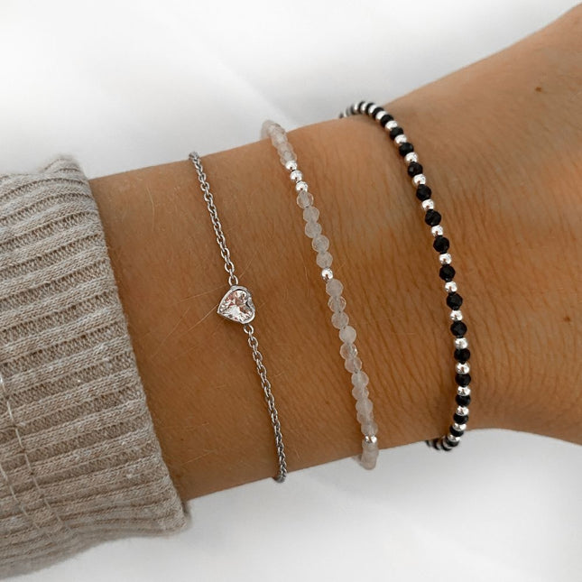 My Unique Style Black spinel edelsteen armband Sophie - 925 zilver
