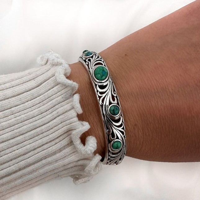 My Unique Style Boho Armband Turquoise Flower - 925 zilver