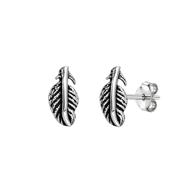 My Unique Style Boho oorknopjes Feather - 925 zilver