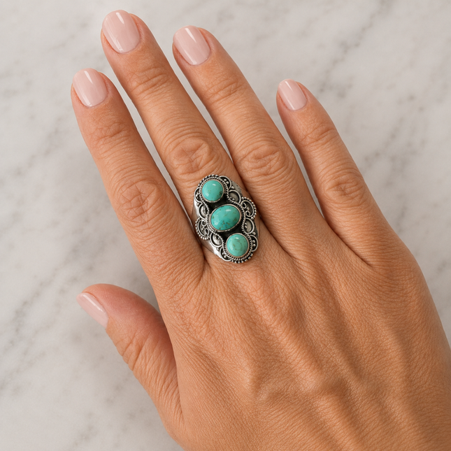My Unique Style Boho turquoise ring maat 21