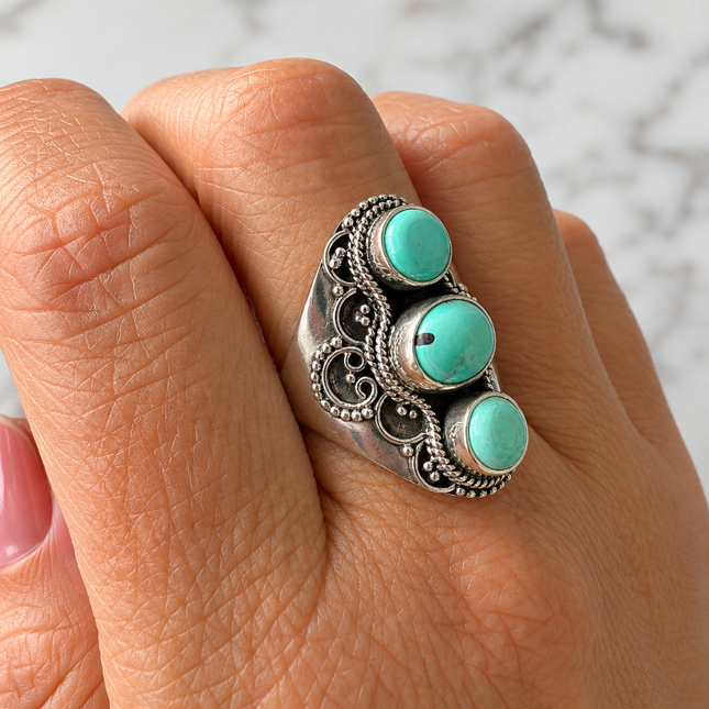 My Unique Style Boho turquoise ring maat 21