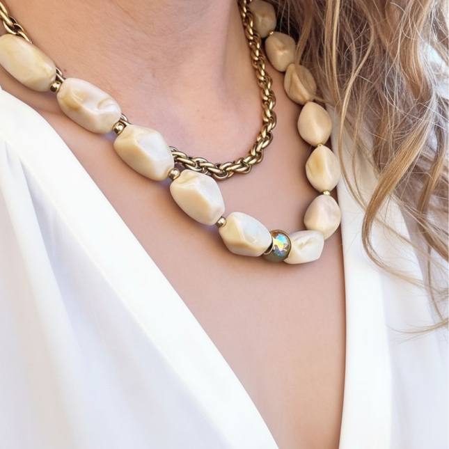 My Unique Style Bold Beads Necklace - Ivory White