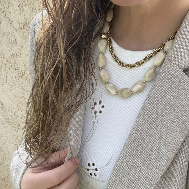 My Unique Style Bold Beads Necklace - Ivory White