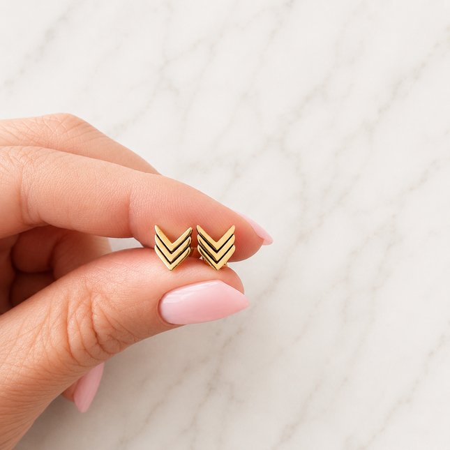 My Unique Style Chevron studs - goldplated