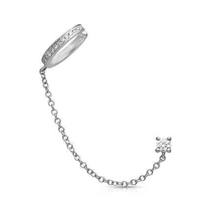 My Unique Style Earcuff Sparkly with chain - 925 zilver