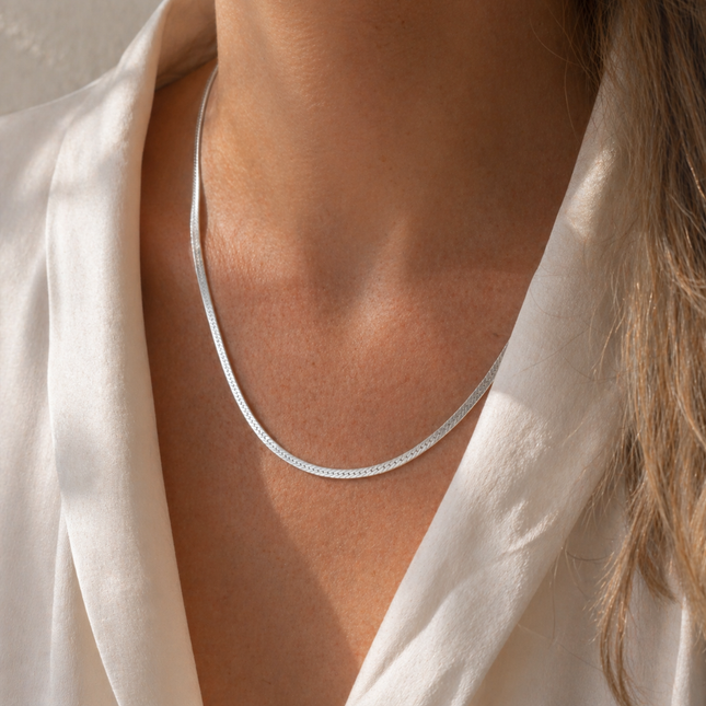 My Unique Style Flat snake necklace - 925 zilver