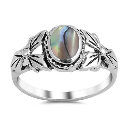 My Unique Style Flower Abalone ring - 925 zilver
