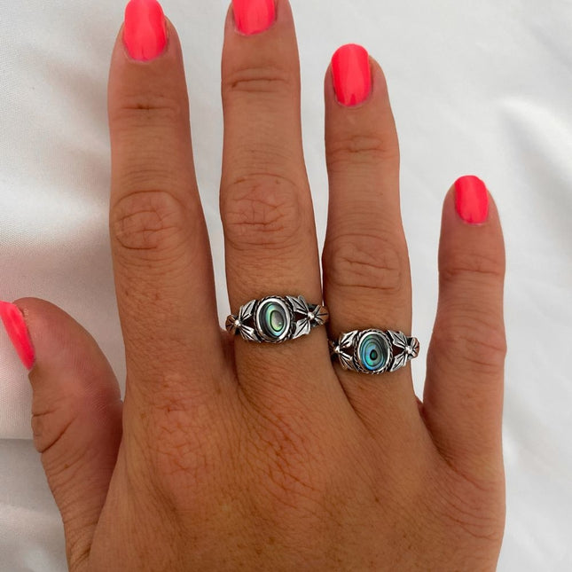 My Unique Style Flower Abalone ring - 925 zilver