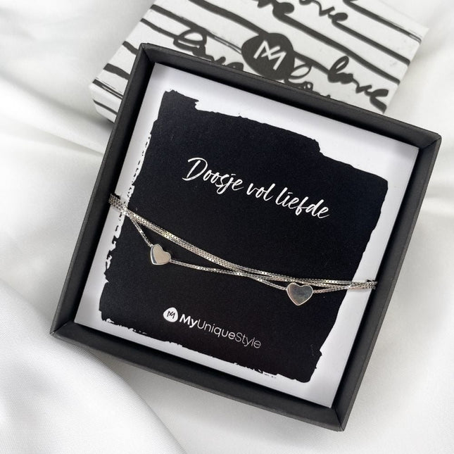 My Unique Style Giftbox Floating Hearts armband - 925 zilver