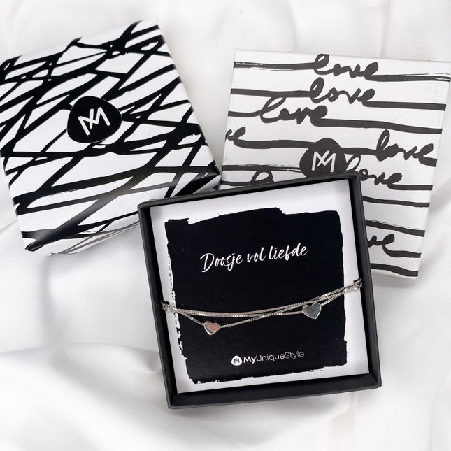 My Unique Style Giftbox Floating Hearts armband - 925 zilver