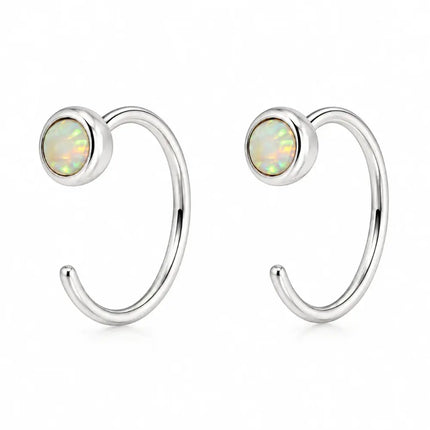 My Unique Style Hugging oorringetjes opal - zilver