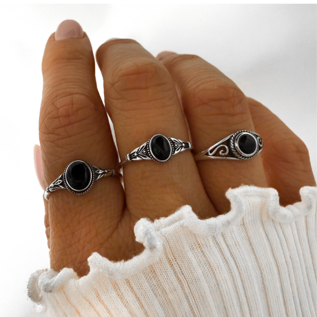 My Unique Style Isla Onyx ring - 925 zilver