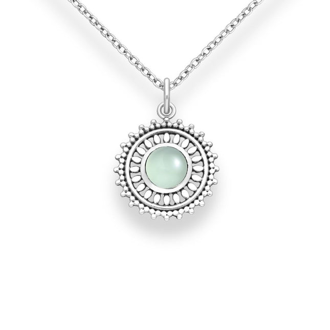 My Unique Style Ketting Flower Blue Chalcedony - 925 zilver
