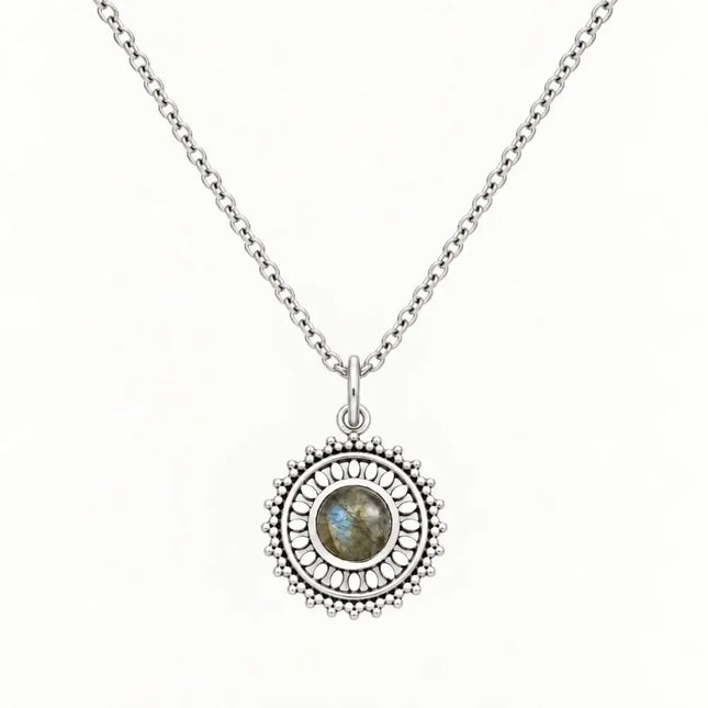 My Unique Style Ketting Flower Labradorite - 925 zilver