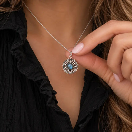 My Unique Style Ketting Flower Labradorite - 925 zilver