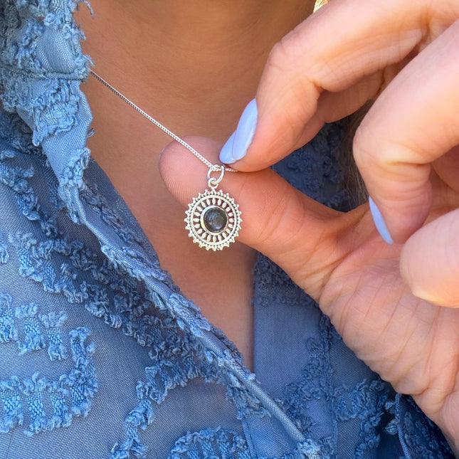 My Unique Style Ketting Flower Labradorite - 925 zilver