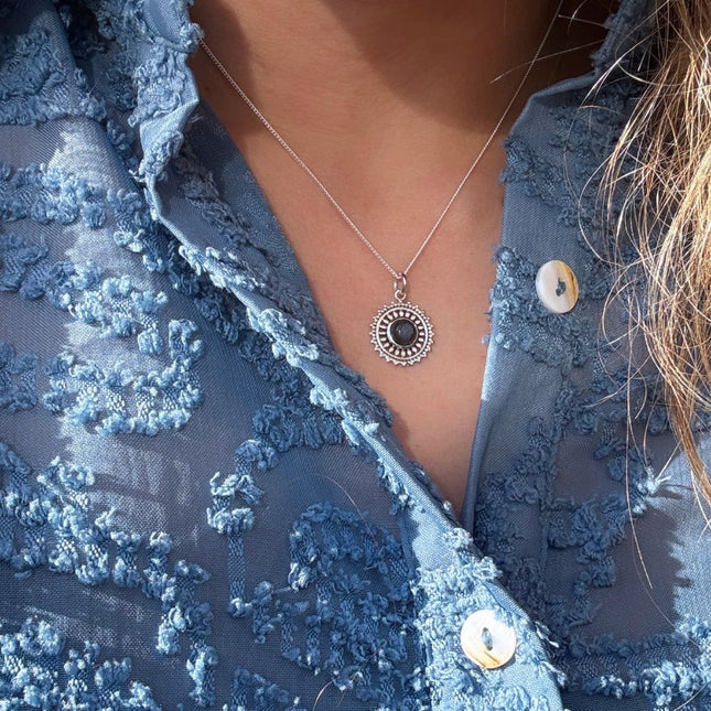 My Unique Style Ketting Flower Labradorite - 925 zilver