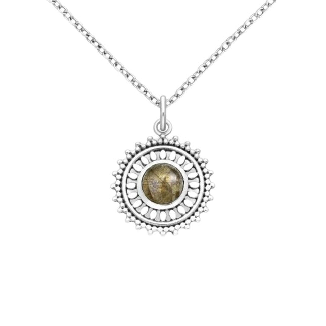 My Unique Style Ketting Flower Labradorite - 925 zilver
