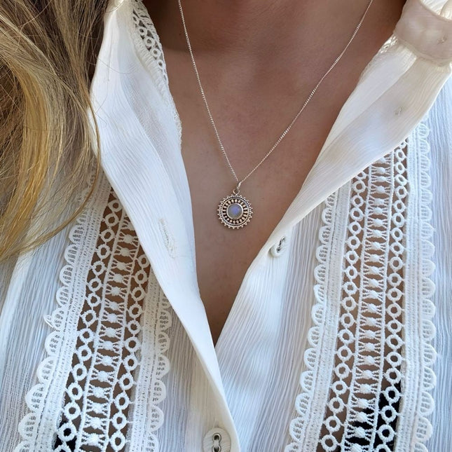 My Unique Style Ketting Flower Moonstone - 925 zilver