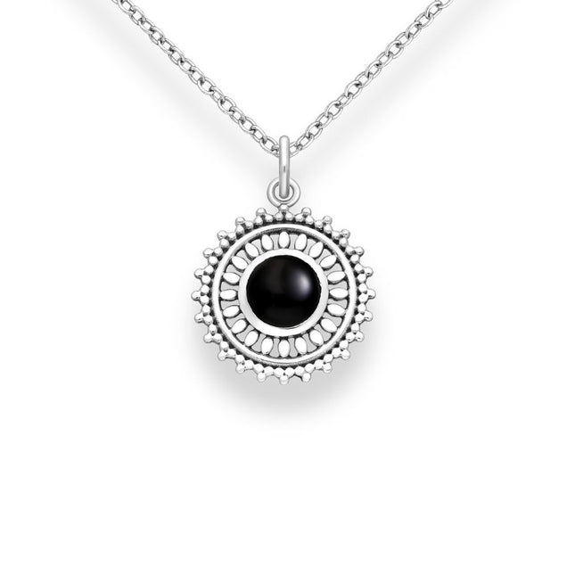 My Unique Style Ketting Flower Onyx - 925 zilver